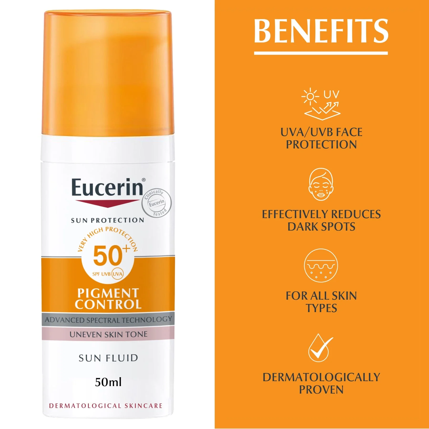 Eucerin Even Pigment Perfector Face Sun Fluid Sunscreen SPF50+ 50ml - Image 3