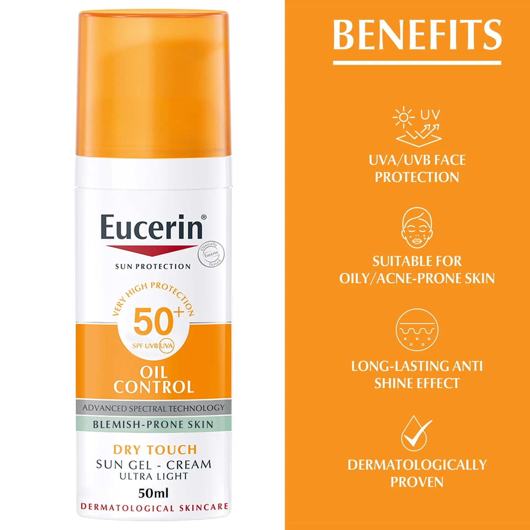 Eucerin Oil Control Sun Gel-Cream SPF 50+ 50ml - Image 3