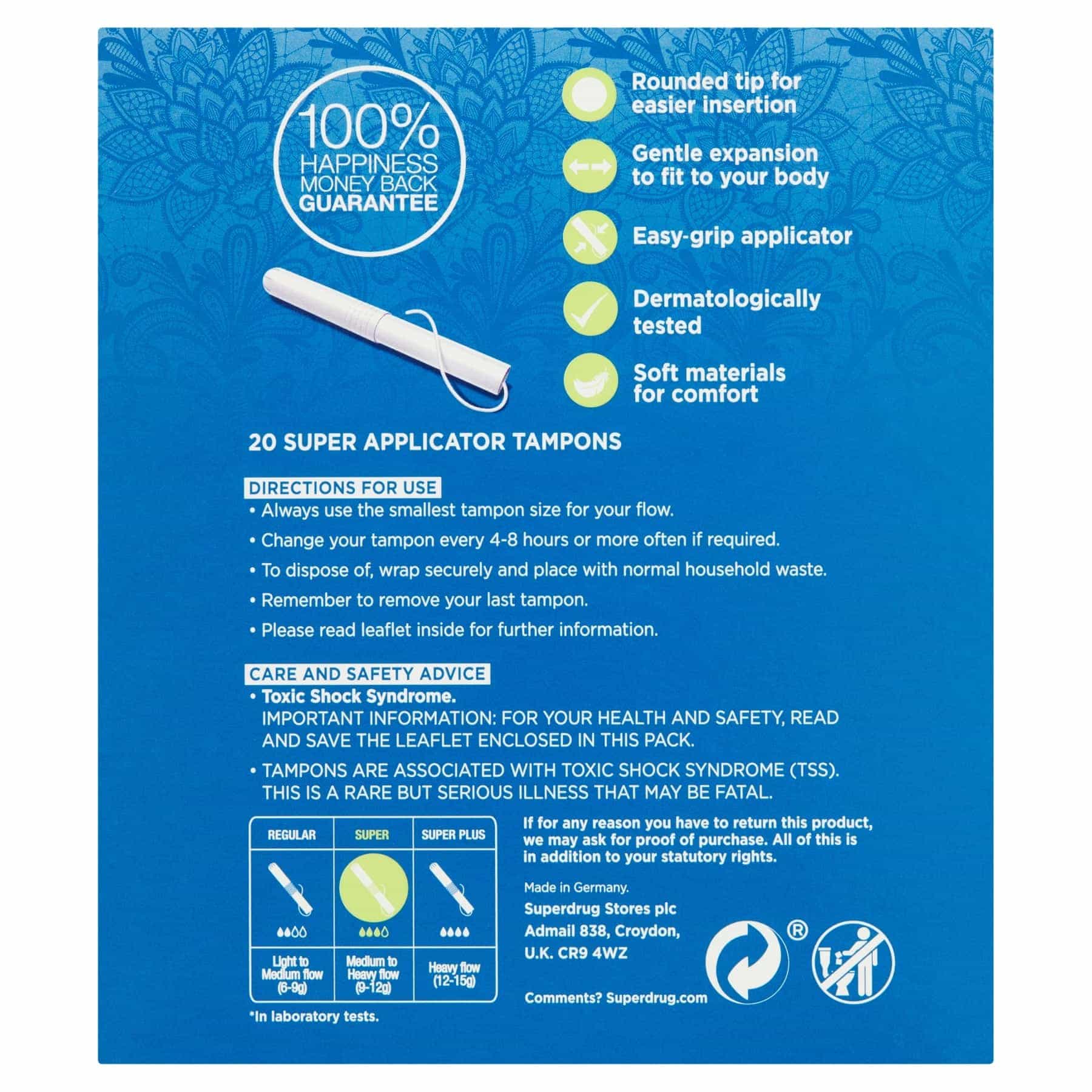 Superdrug Applicator Tampons Super 20pcs - Image 3